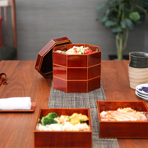 飛騨春慶 元田漆器 末広三段重 伝統工芸品 木製 お重箱 | MUKU工房