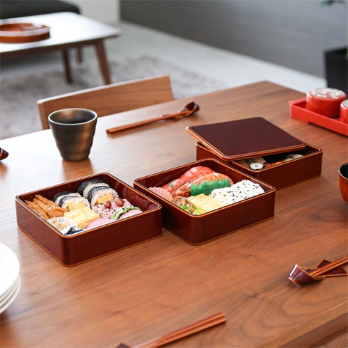 飛騨春慶 元田漆器 隅丸三段重 伝統工芸品 木製 お重箱 | MUKU工房