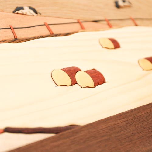 旭川クラフト Pecker 工房ペッカー YO 寄せ木絵 牧場 国産クラフト