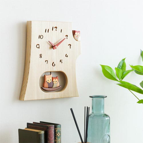 旭川クラフト Pecker 工房ペッカー F41 切株振り子時計 国産クラフト