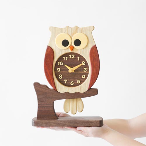 旭川クラフト Pecker 工房ペッカー F60-A ふくろう時計 置き型 国産