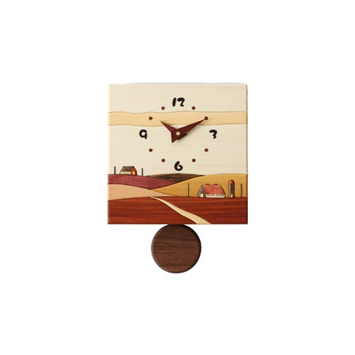 旭川クラフト Pecker 工房ペッカー J 寄せ木振り子時計 国産クラフト