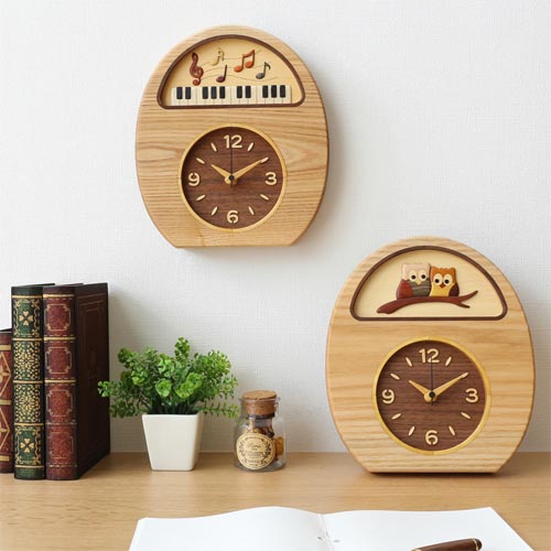 Asahikawa craft Pecker MK Ash hanging table clock Japanese craft