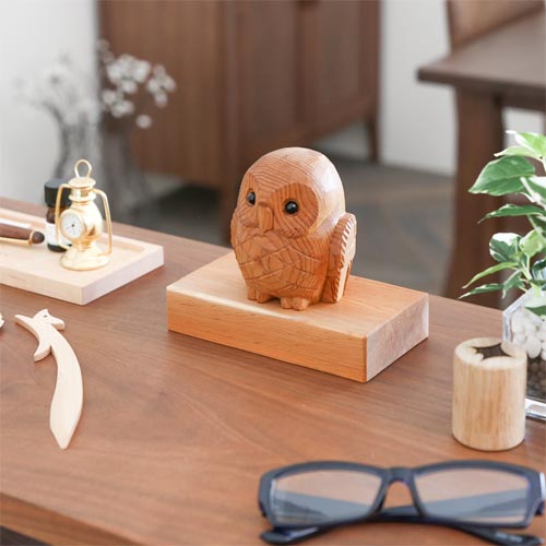 一位一刀彫 鈴木彫刻 ふくろう 伝統工芸品 木製 オブジェ | MUKU工房