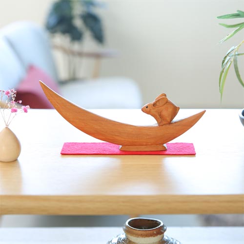 一位一刀彫 鈴木彫刻 月にうさぎ 伝統工芸品 木製 オブジェ | MUKU工房