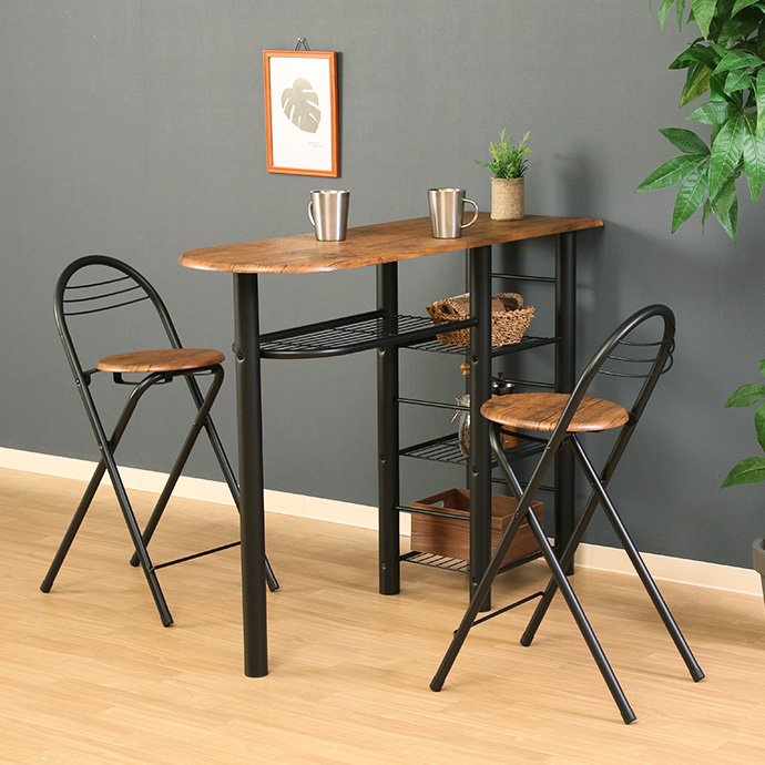 g11634]【3点セット】Nolddorf 幅120cmカウンターテーブル+折り畳み