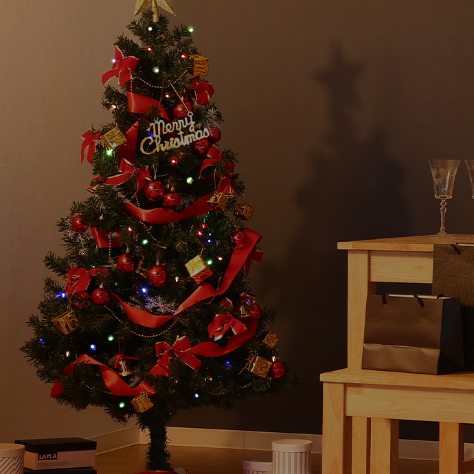 g11649]【高さ90cm】Rovaniemi オーナメント付きクリスマスツリー