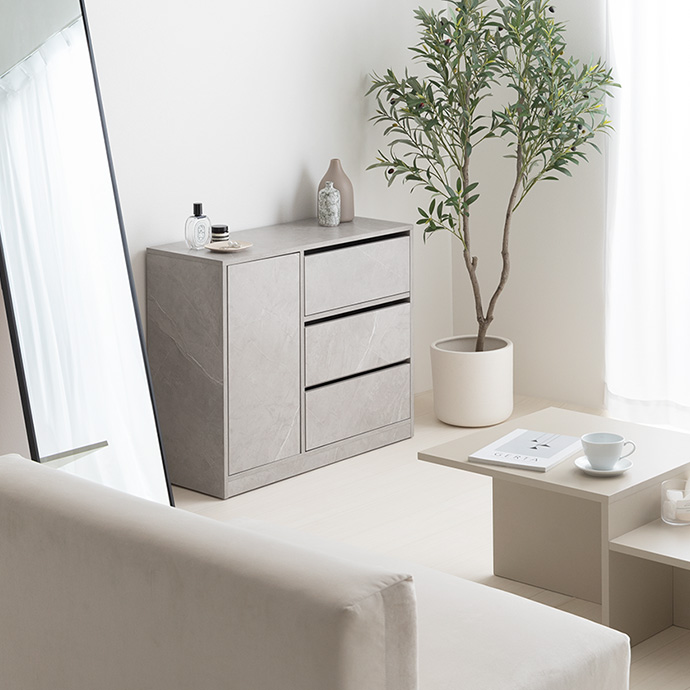 g138026]【幅80cm】Sharon キャスター付きコンパクトキャビネット