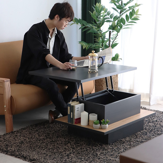 g28436]【幅90cm】FEEL 昇降式テーブル 木製テーブル | 家具