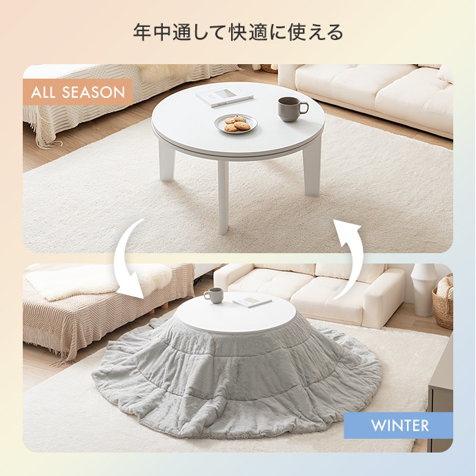 g350021]【円形:天板 68cm】こたつ&掛け布団2点セット こたつセット
