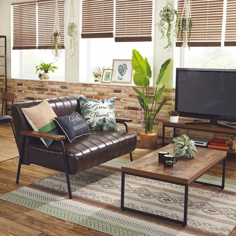 傷・汚れに強い合成皮革 2人用ソファ(Nシールド ステイン2KD DBR) 5Y