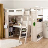 システムベッド カレ・ド 3点セット ライトグレー（ロフトベッド