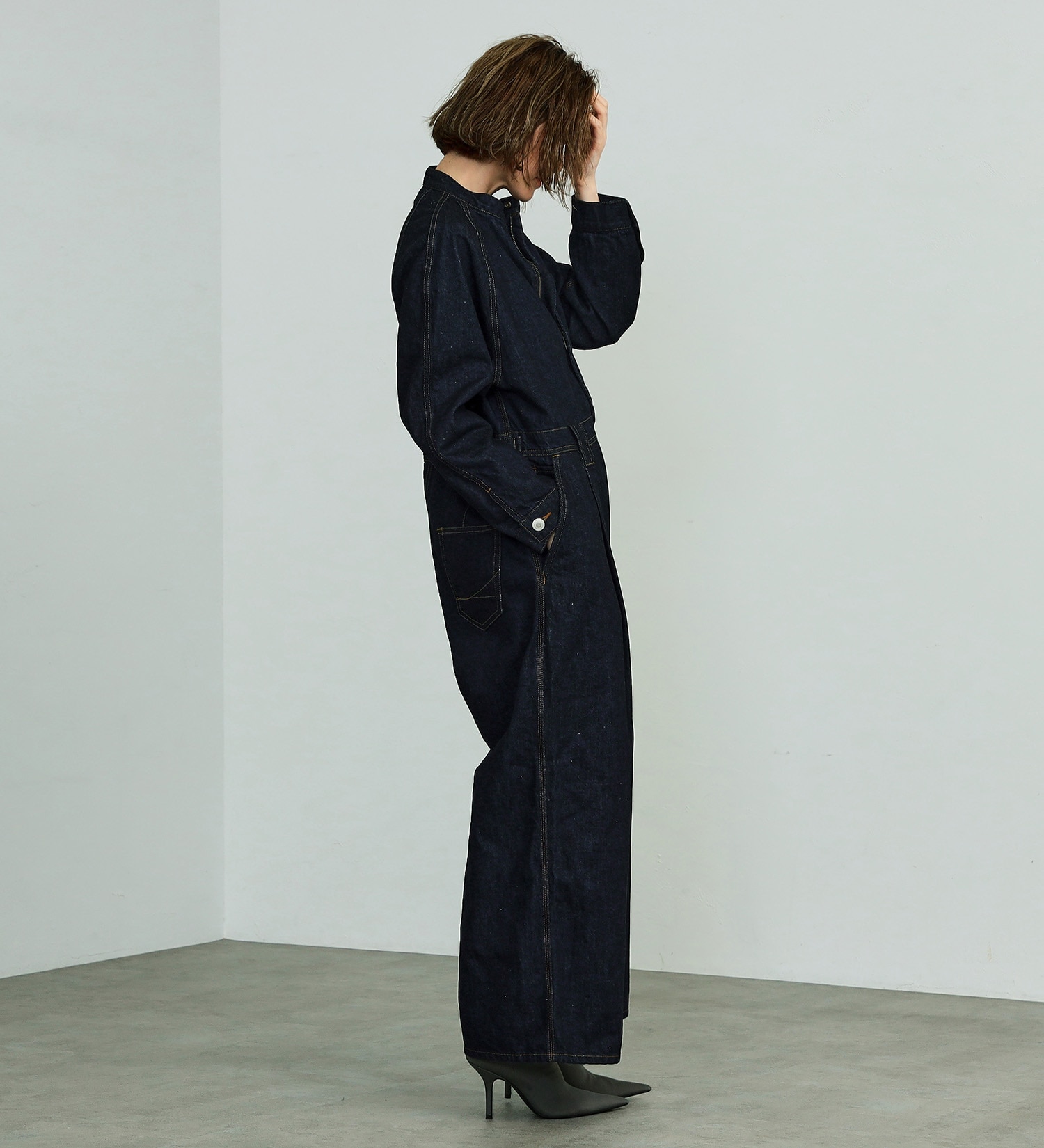 試着対象】atelier SOMETHING STAND COLLAR JUMP SUIT/スタンドカラー