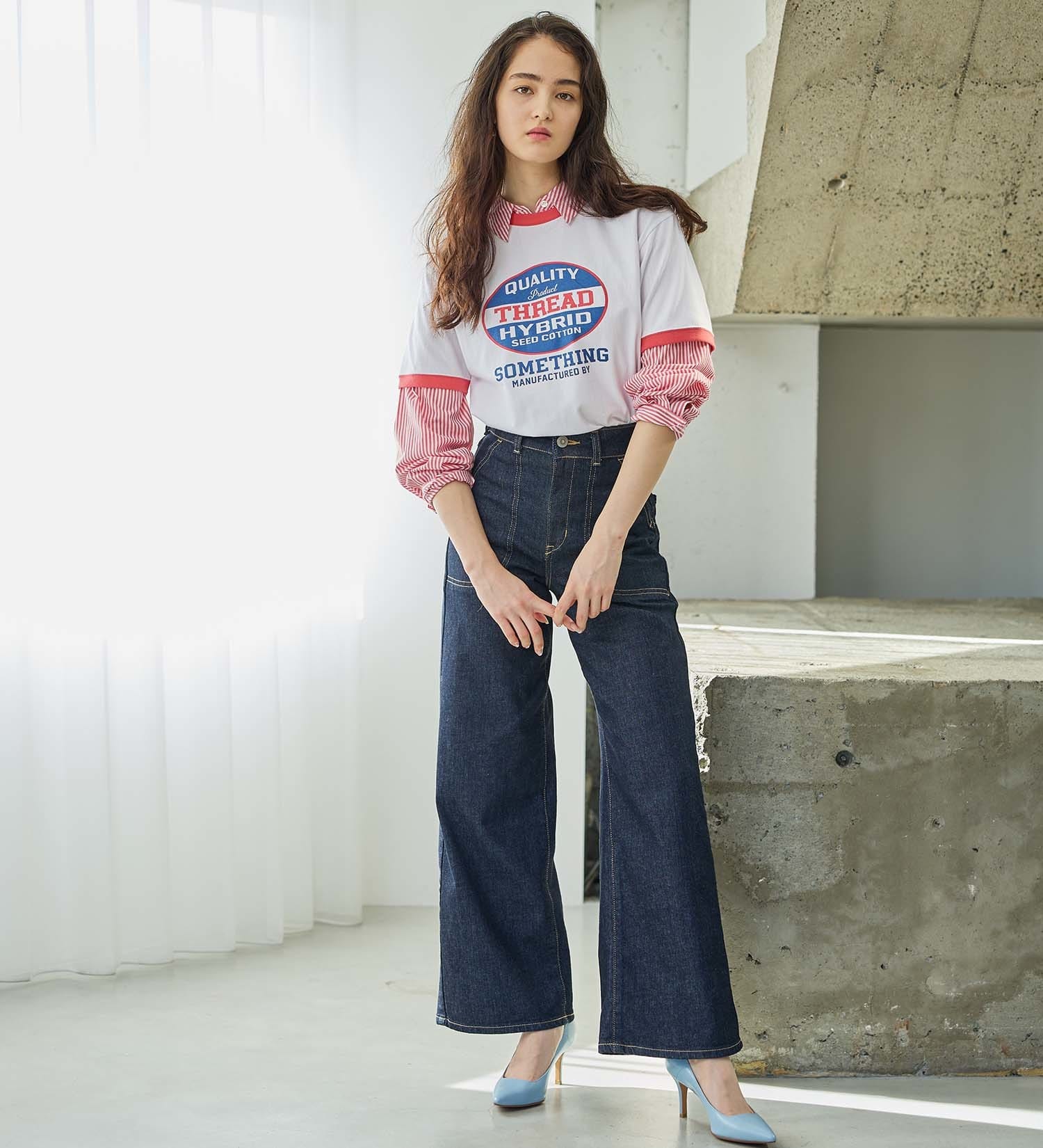 SOMETHING LISAレースアップワイドデニムパンツ|SOMETHING|サムシング