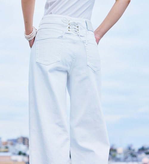 SOMETHING LISAレースアップワイドデニムパンツ|SOMETHING|サムシング