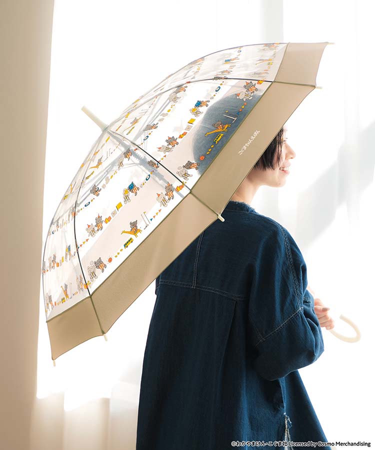 こぐまちゃんえほんボーダービニール雨長傘 傘 ビニール傘 雨傘
