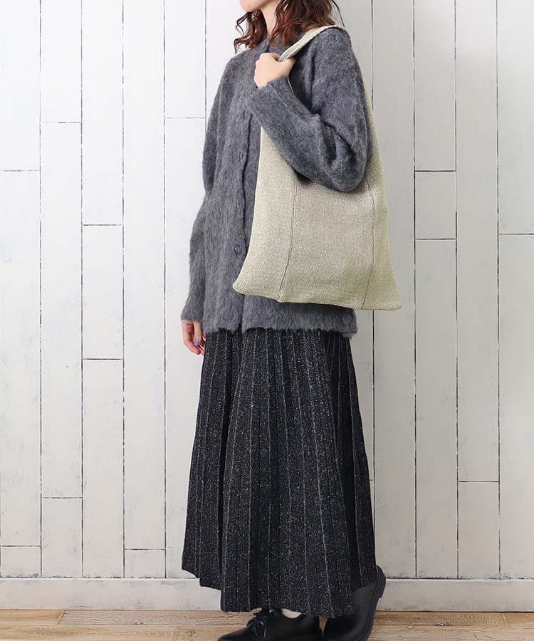 ラメニットトートバッグ ブラック ゴールド シルバー バッグ BAG