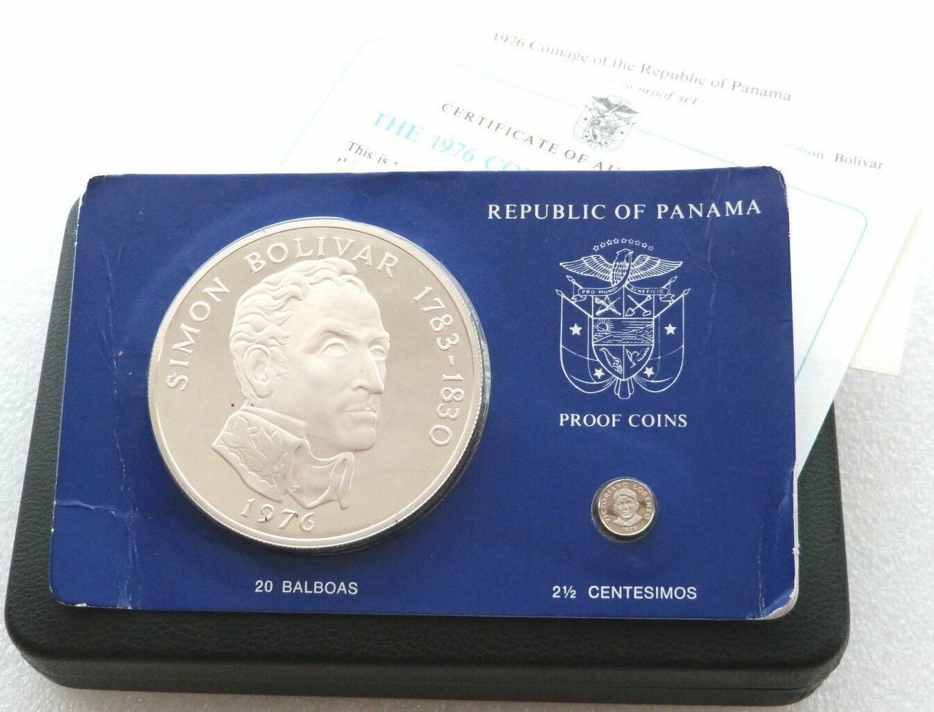 1976 Panama Simon Bolivar 20 Balboa 2.5 Centesimos Silver Proof 2