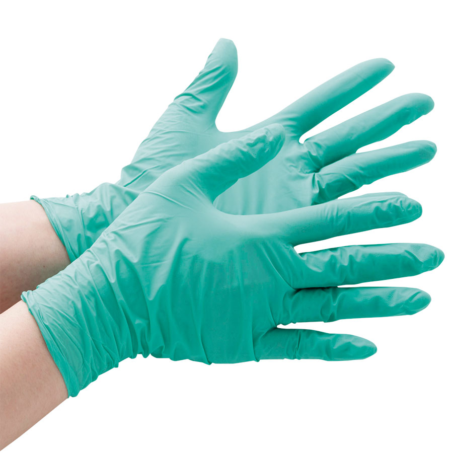 ニトリル製ディスポ手袋 ベルテ761H グリーン M 粉なし 200枚