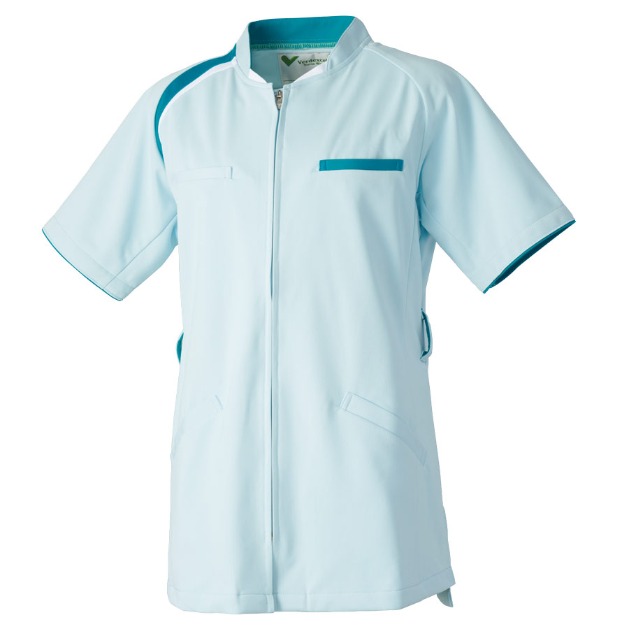 ベルデクセル トリコットスクラブ VEM253上 サックス×ターコイズ