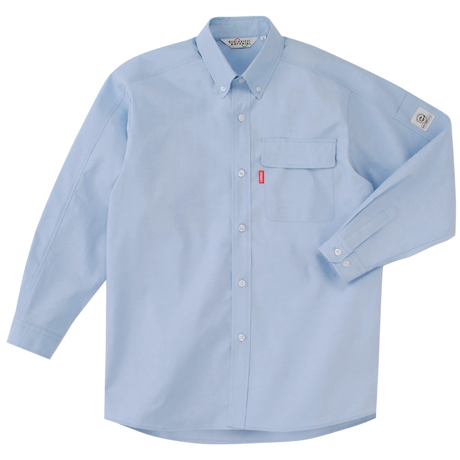 ペア長袖カラーシャツ RC－S2313 上 ブルー| 作業服・作業着