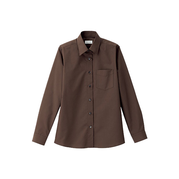 レディス レギュラーカラー長袖シャツ FB4035L－5 ブラウン
