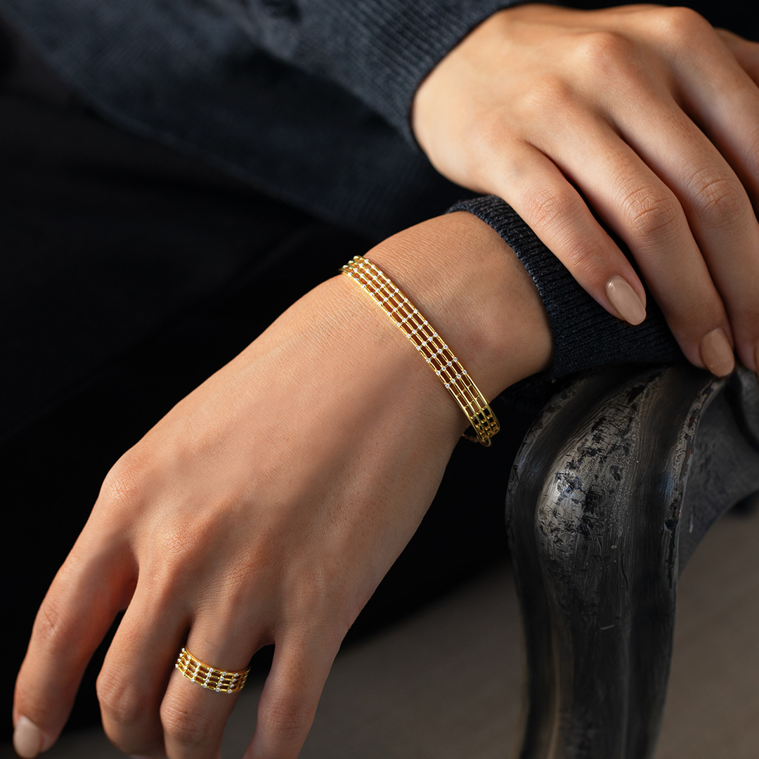 ビズー公式】ダイヤモンド K18バングル・エマドット| 誕生石や希少石