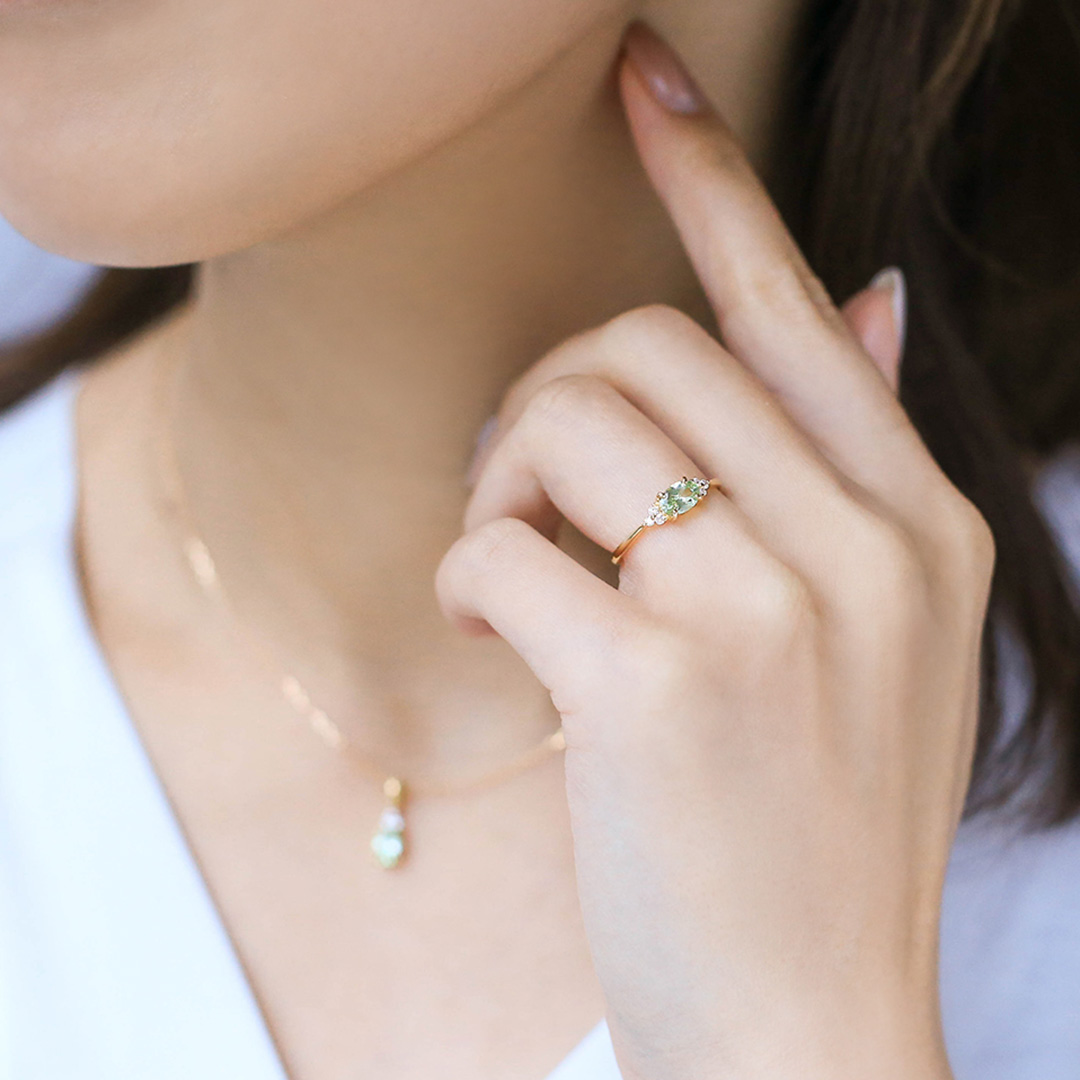 ビズー公式】ミントグリーンガーネット×ダイヤモンド K18(18金)/PT