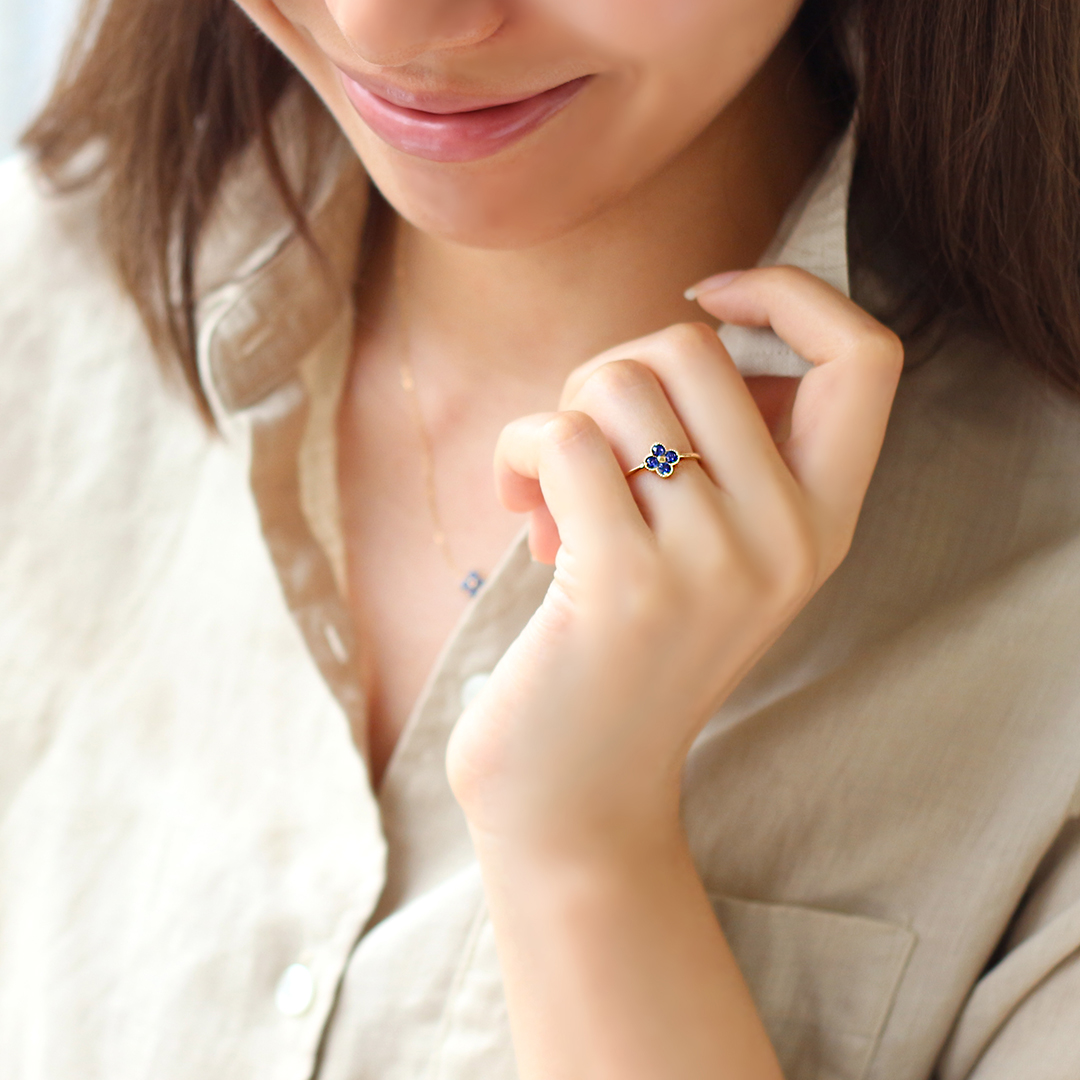 ビズー公式】ブルー サファイア PT K18(18金) リング アナイス | 希少