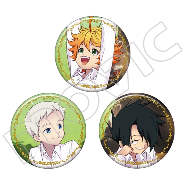 約束のネバーランド 缶バッジセット エマ&ノーマン&レイ: キャラグッズ