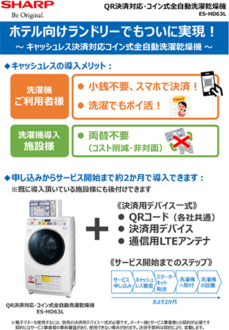 ひ*ぃ様 式全自動洗濯乾燥機 ES-HD63L 業務用洗濯機 仕様・寸法｜コイン式全自動洗濯乾燥機「ES-HD63L」｜業務用洗濯機