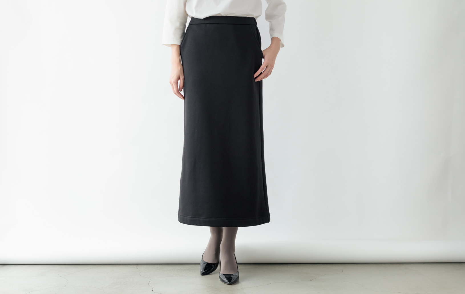 シルクタッチの高密度ブランケットスカート/ブラック | Factelier