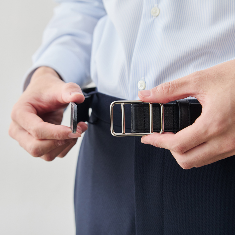 超軽量フレキシブル・レザーベルト/ドレス&カジュアル/ブラック