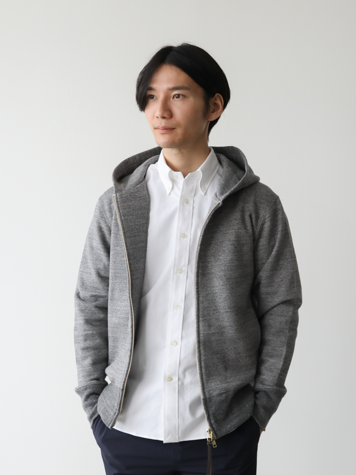 超高密度ジップアップパーカー/スマートスタイル/グレー | Factelier