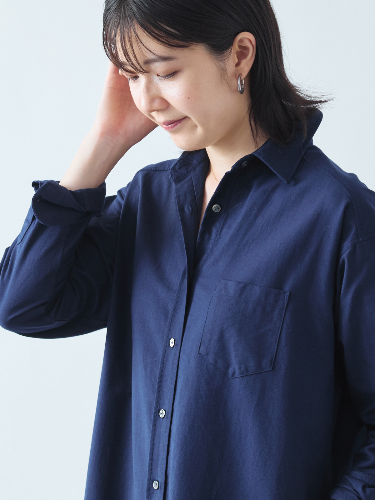 プレミアムオックスフォードシャツワンピース/ネイビー | Factelier