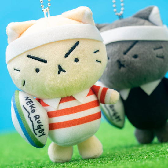 ラガーにゃん]ぬいぐるみストラップ【7にゃん制クリーム猫チーム