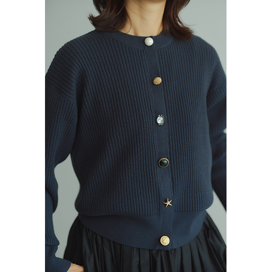 優待価格[TORRAZZO DONNA]ワッフルスタイルビジューカーディガン