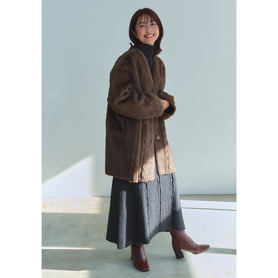 優待価格[TORRAZZO DONNA]Cable Knit Style Reversible Coat