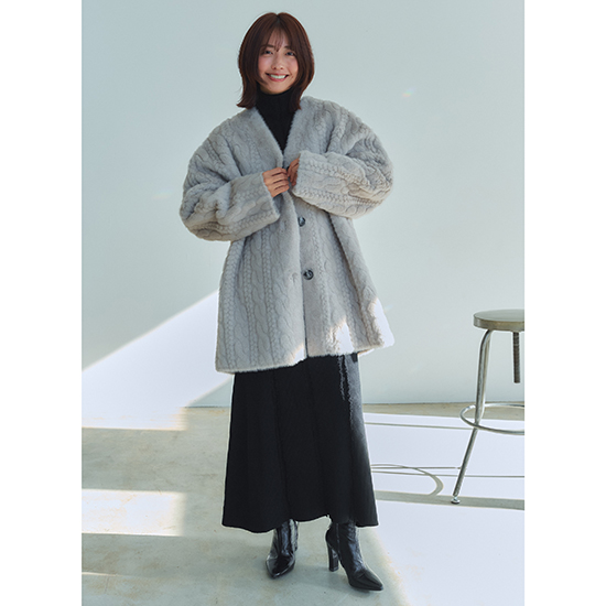 優待価格[TORRAZZO DONNA]Cable Knit Style Reversible Coat