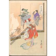 尾形月耕による浮世絵「Fuji musume 藤娘 / Bijin hana kurabe 美人花競」