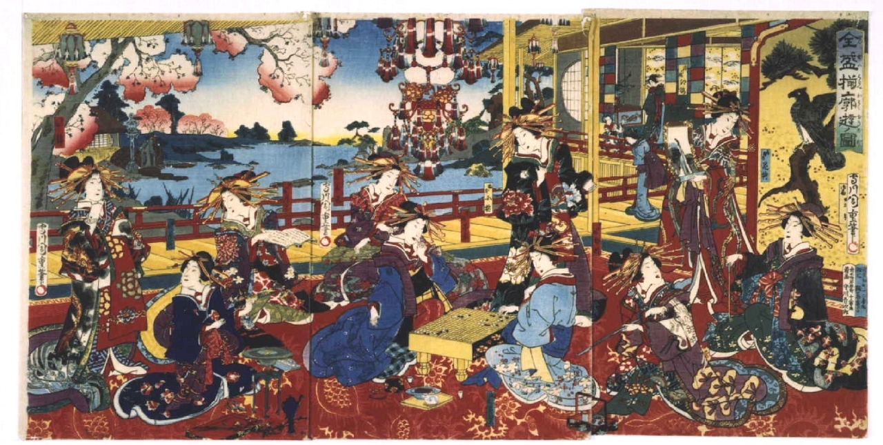 守川周重による浮世絵「All the Beauties of the Pleasure Quarter」