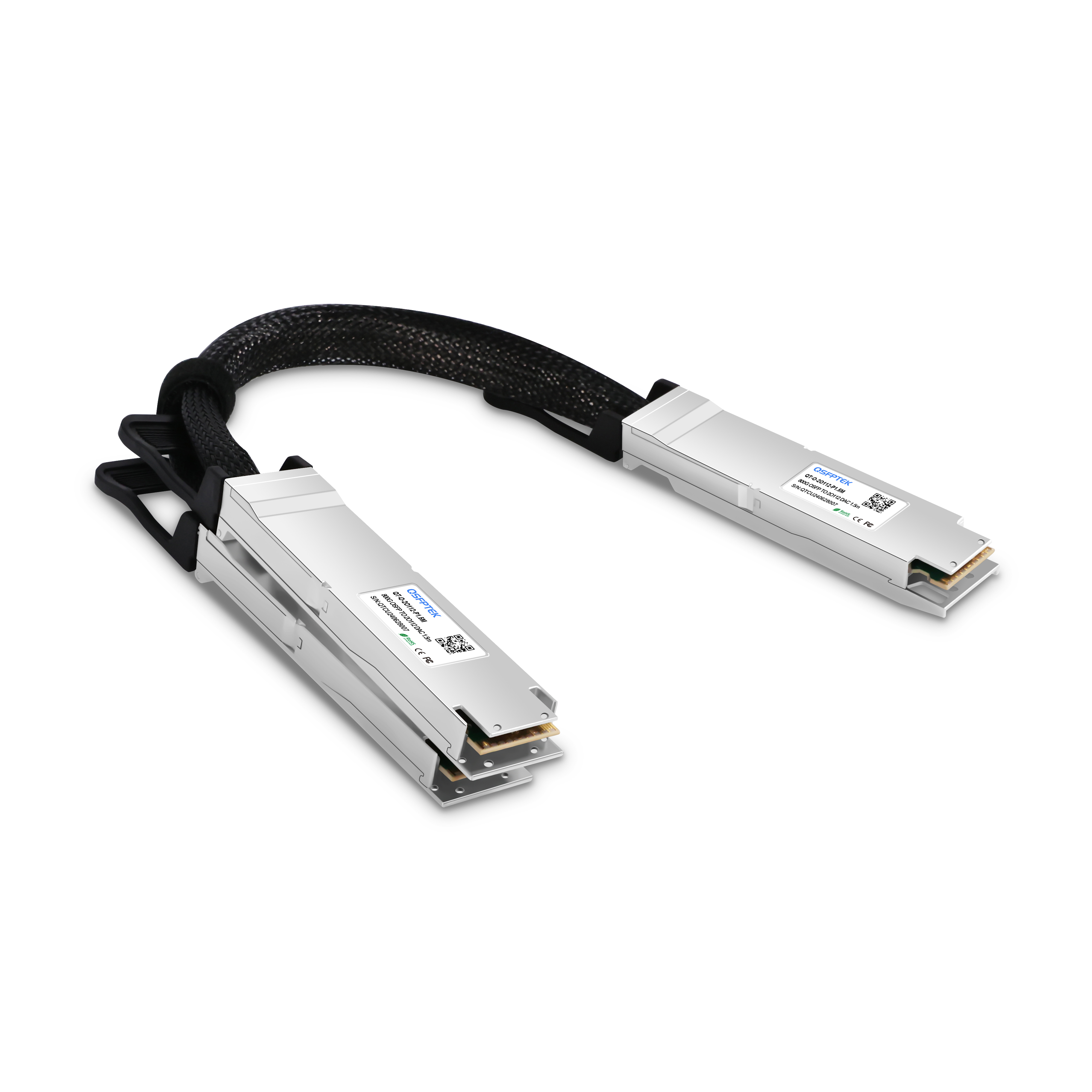 1.5m 汎用 800G OSFP - 2x 400G OSFP112 パッシブ Twinax DAC ブレーク