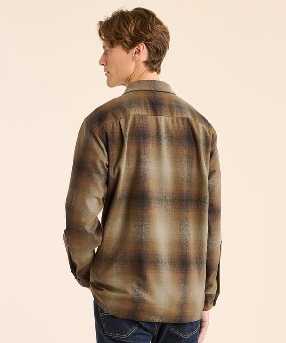 Pendleton Men's Wool Board Shirt - Olive/Brown Ombre Plaid