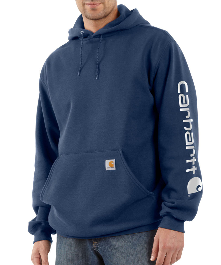 Carhartt Midweight Logo Hooded Sweatshirt - New Navy — Dave's New York