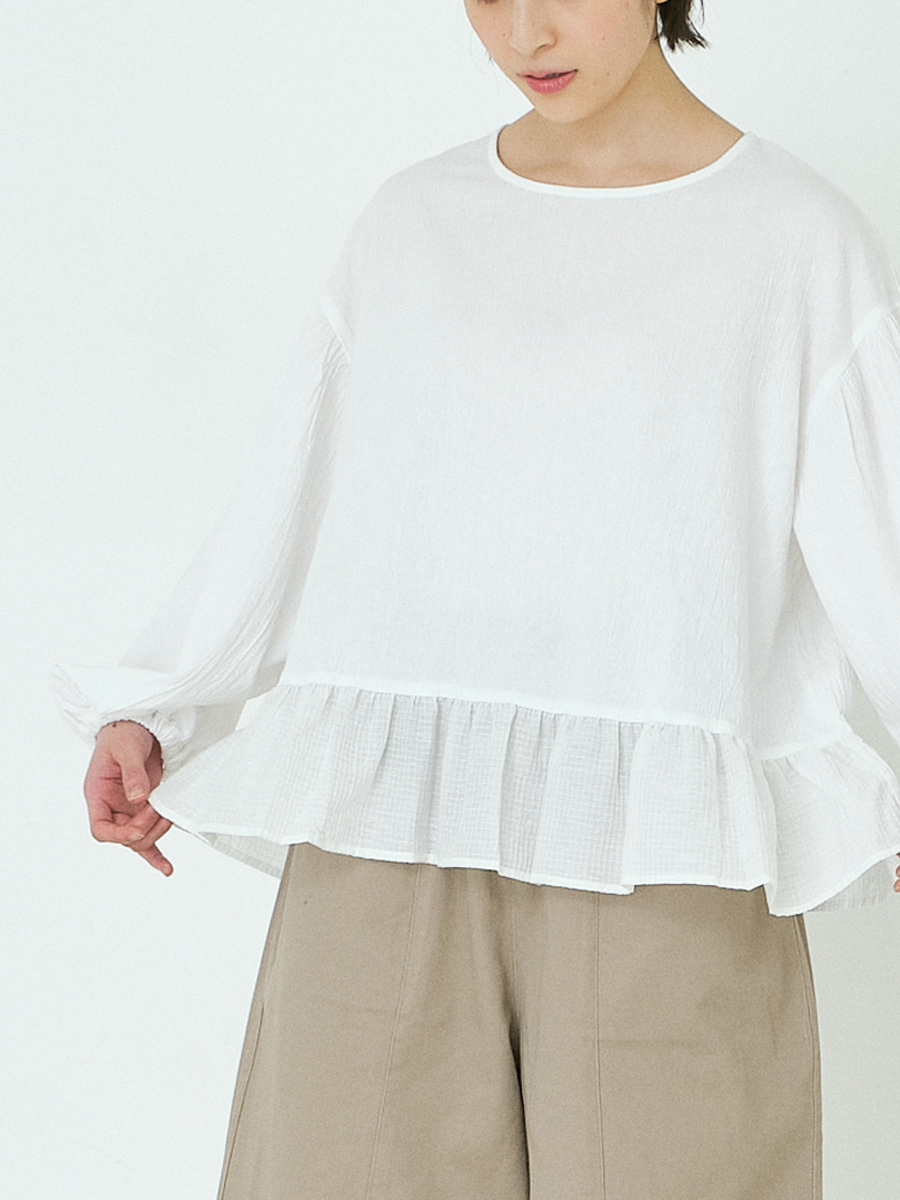 裾レースフレアブラウス 綿ワッシャー | シャツBLナガソデ | 【公式】D
