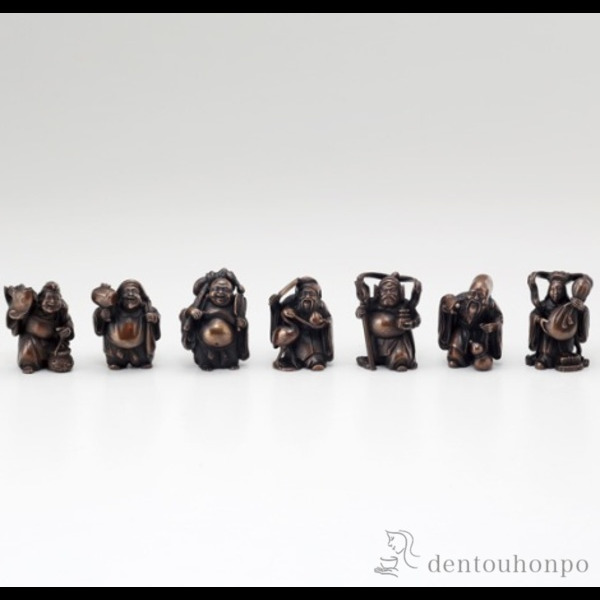 送料無料】 銅製 七福神 ミニ / 恵比寿 大黒 宝船 置物 幸運 高岡銅器