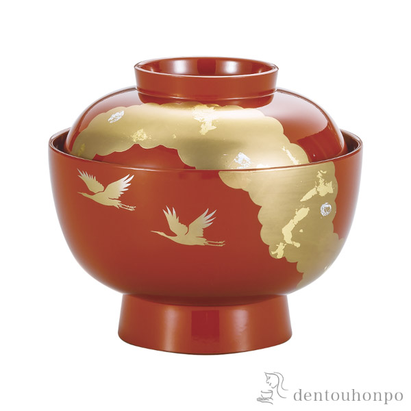 雑煮椀 光輝 洗朱 蓋付き / お正月 新年 雑煮椀 お椀 お吸い物 お雑煮