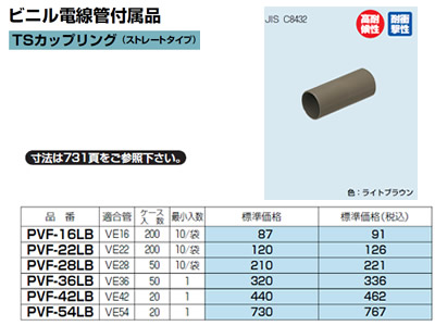 PVF-16LB | 配管材 | 未来工業 電設資材 ビニル電線管付属品TSカップ