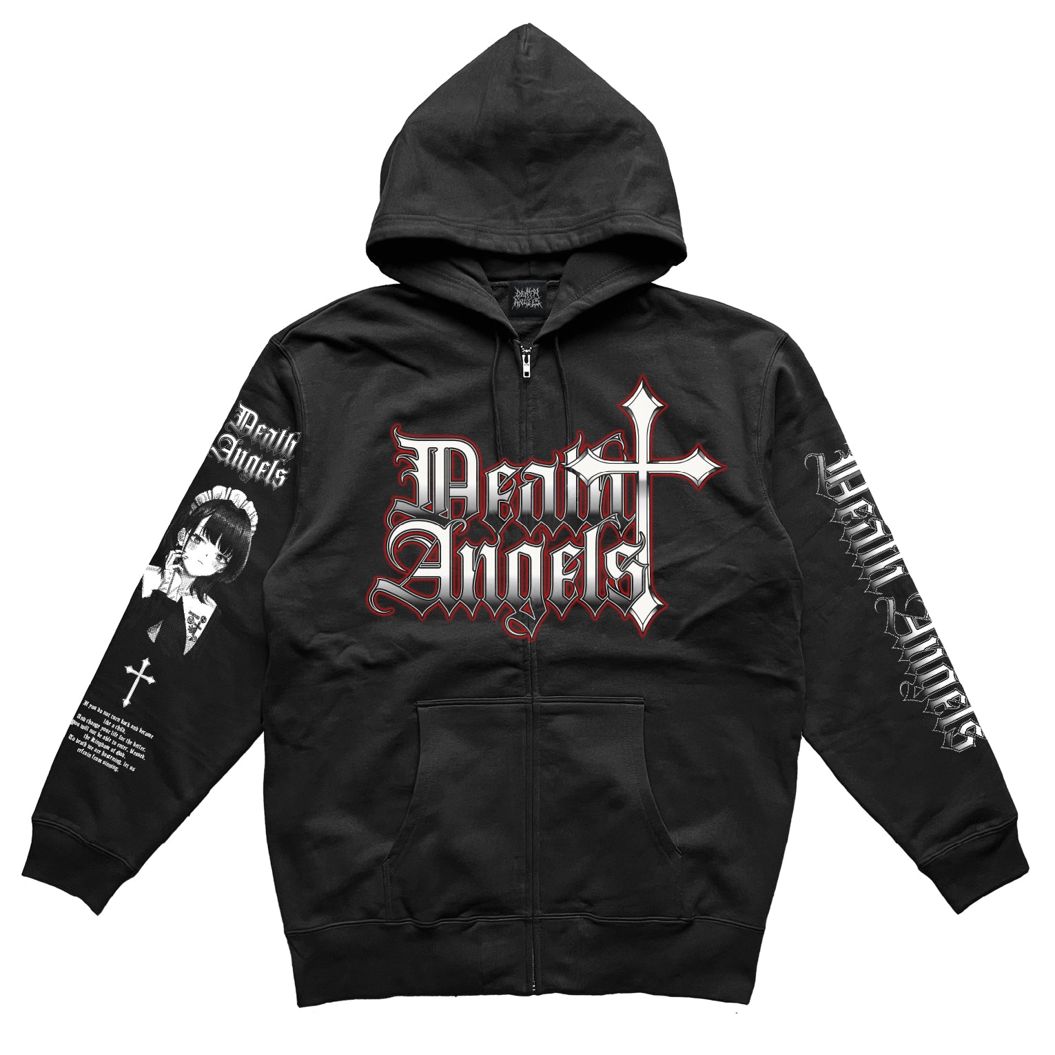 ANGEL CROSS Full Zip HOODIE [BLACK] – DEATH ANGELS