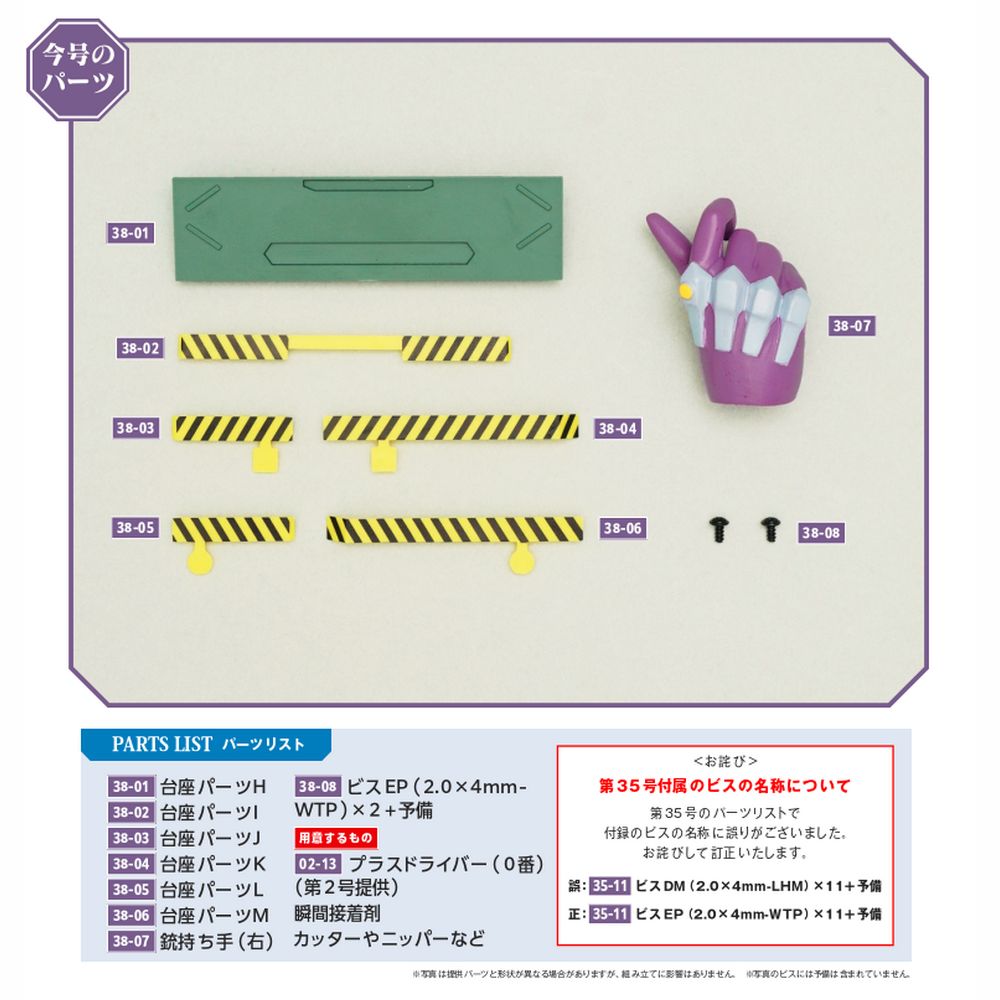 エヴァンゲリオン初号機をつくる 38号パーツセット | デアゴスティーニ公式